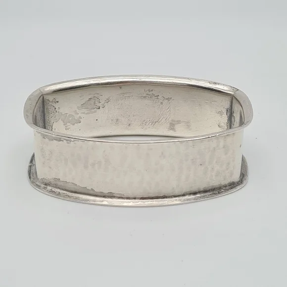 Wallace Oval Hammered Napkin Ring Sterling Silver Mono 180-5 Monogrammed "CWS" - Picture 4 of 10